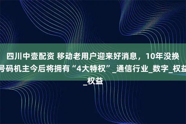 四川中壹配资 移动老用户迎来好消息，10年没换号码机主今后将拥有“4大特权”_通信行业_数字_权益